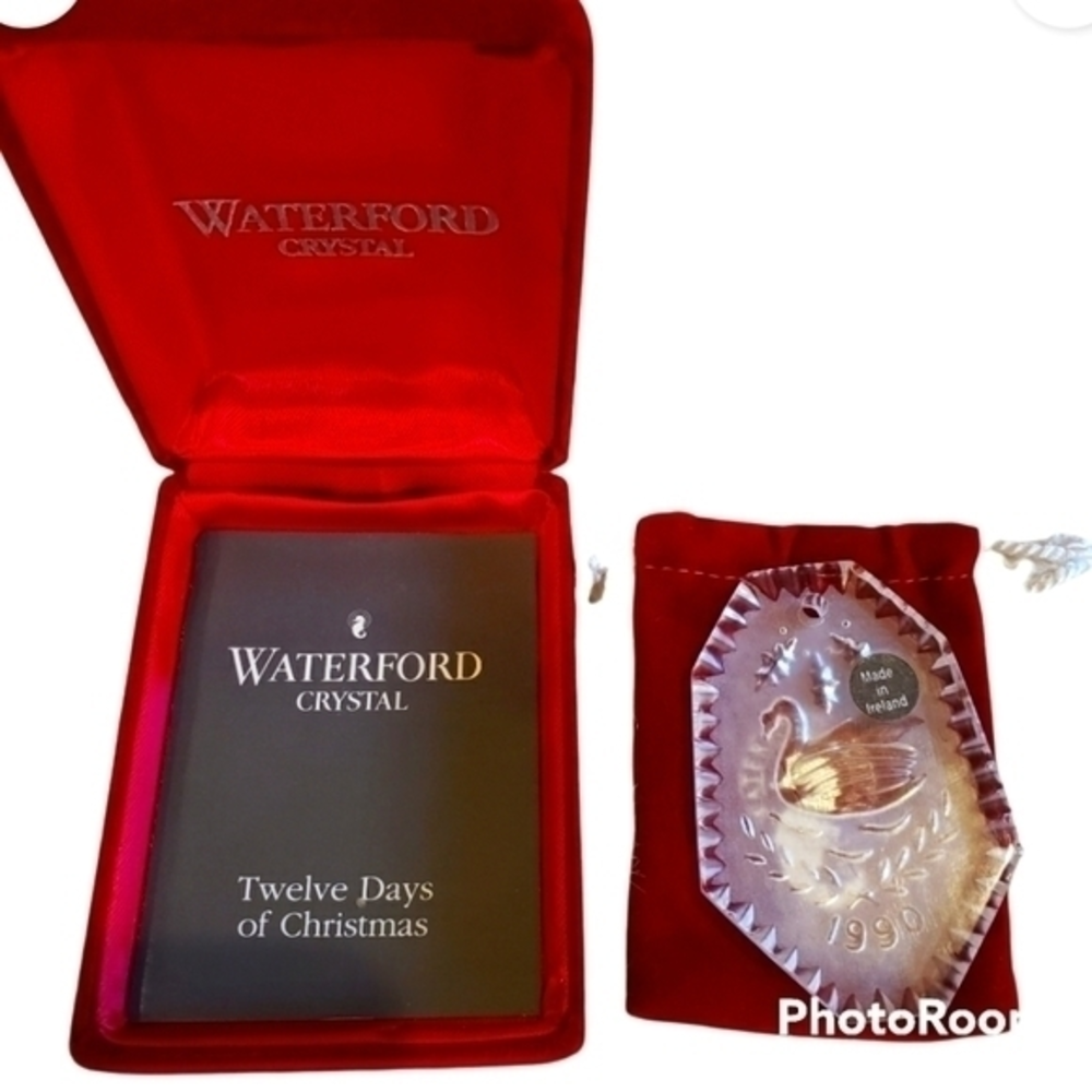 1990 Waterford Crystal Ornament 7 Swans a Swimming